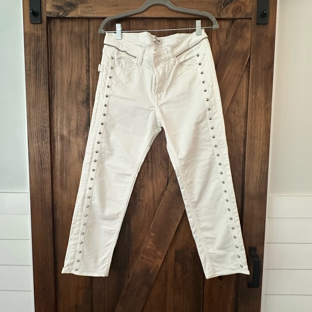 Zadig & Voltaire White Studded Straight Leg Jeans